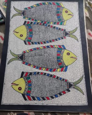 Fish Family - Madhubani painting - Laxmikumari - 07