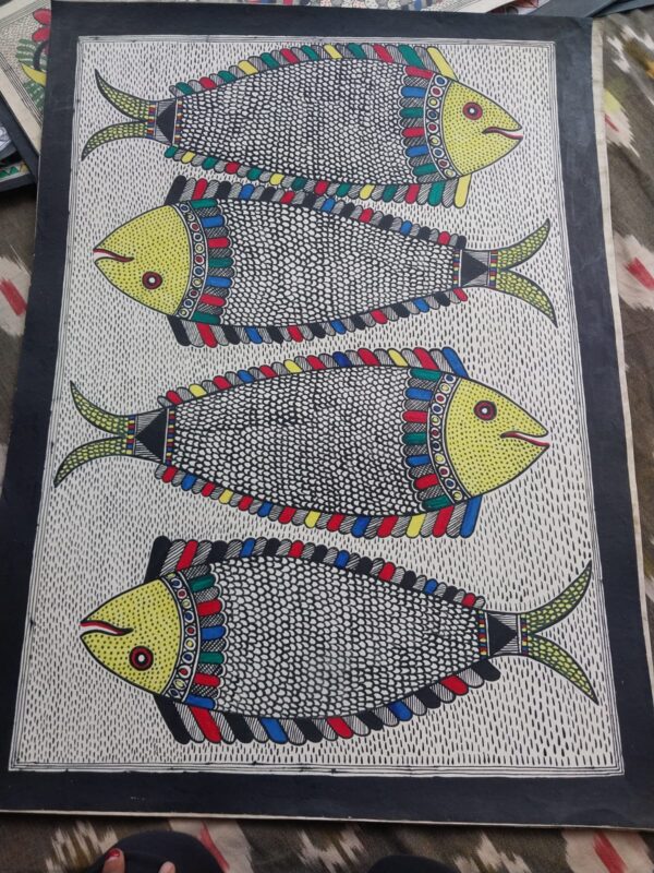 Fish Family - Madhubani painting - Laxmikumari - 07