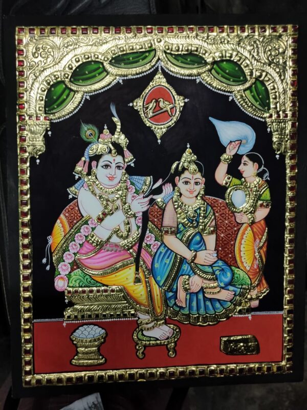 Rukhmani Krishna Tanjore Painting 12 x 15