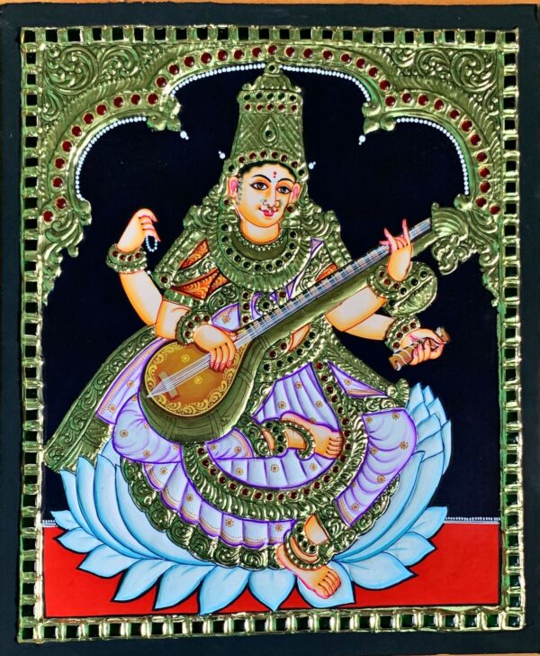 Saraswati Tanjore Painting 10 x 12