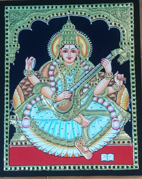 Saraswati Tanjore Painting 15 x 20