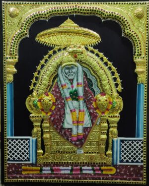 Shridi Sai Baba 3D Embossing Tanjore Painting 18 x 24