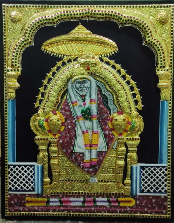 Shridi Sai Baba 3D Embossing Tanjore Painting 18 x 24