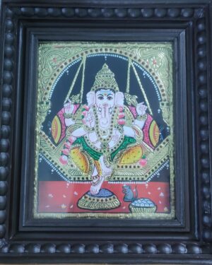 Unjal Vinayagar Tanjore Painting 12 x 15 with Frame