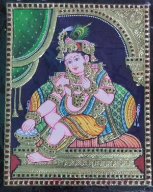 Vennai Thali Krishna Tanjore Painting 12 x 15