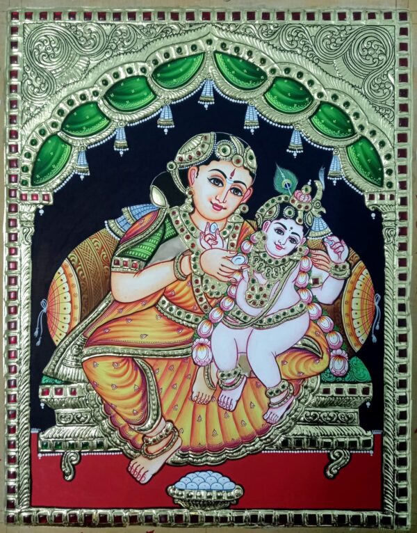 Yashoda Krishna Tanjore Painting 15 x 20