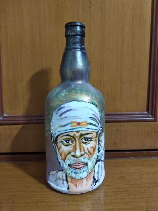 Bottle Painting - Shirdi Sai Baba - Indian Art - Uttara Saha - 05