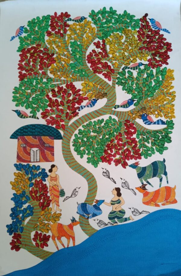 Abigyan Shakuntalam - Gond Painting - Aatmaram - 04