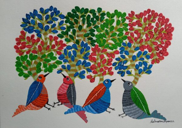 Tree and Birds - Gond Painting - Manisha - 10