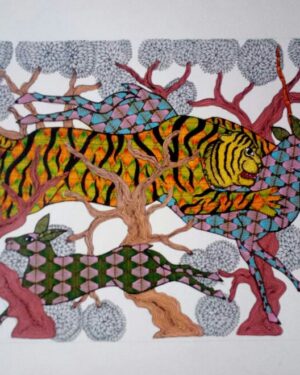 Hunting - Gond Painting - Raju - 08