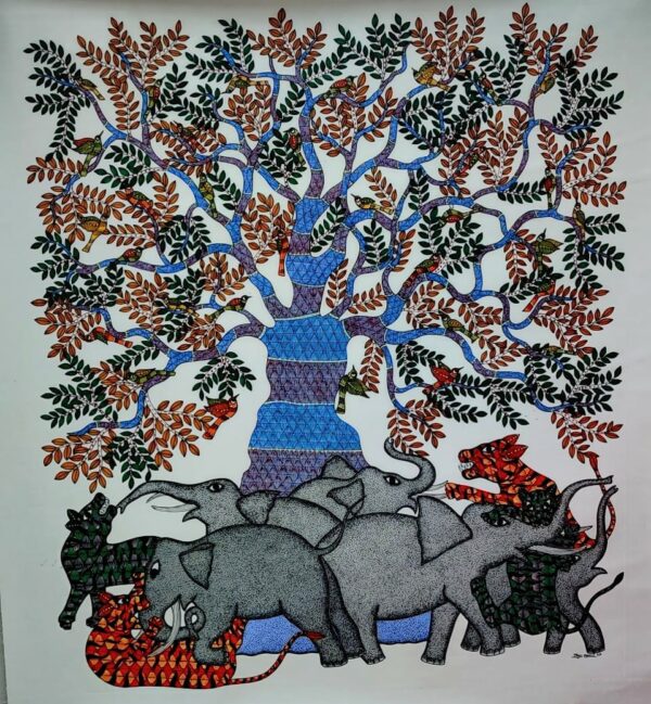 Hunting - Gond Painting - Raju - 09