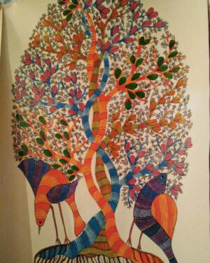 Birds under aTree - Gond Painting - Sukhiram - 04