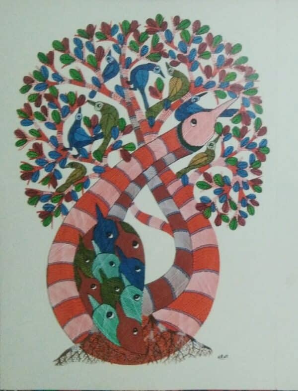 Peacock #2 - Gond Painting - Sukhiram - 07