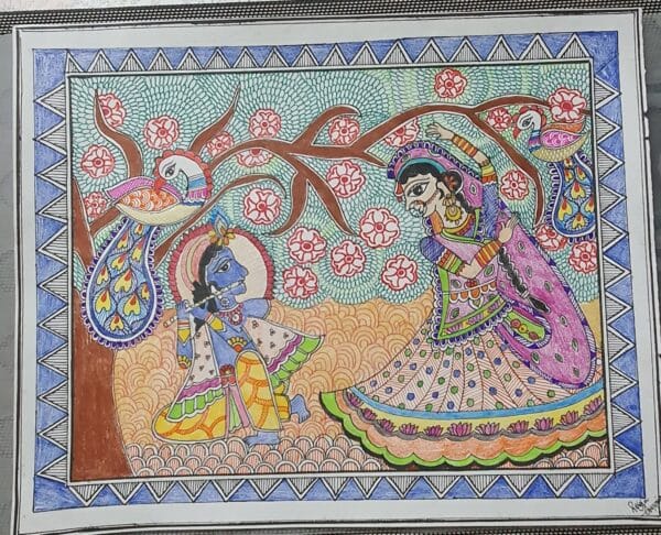 MADHUBANI RADHA KRISHNA PAINTIGN