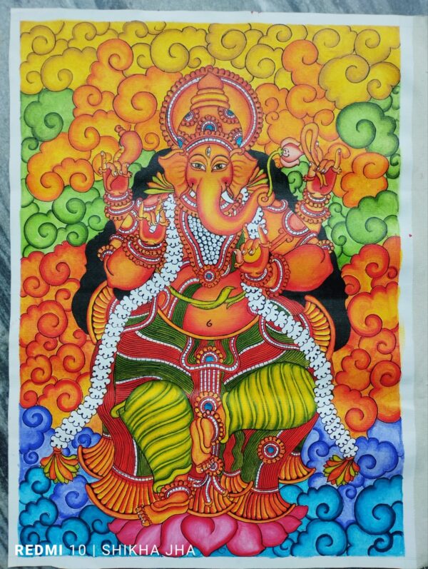 Lord Ganesh - Kerala Mural painting - Shikha Jha - 12