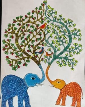 Mother and Child - Gond painting - Sonal Vidhani