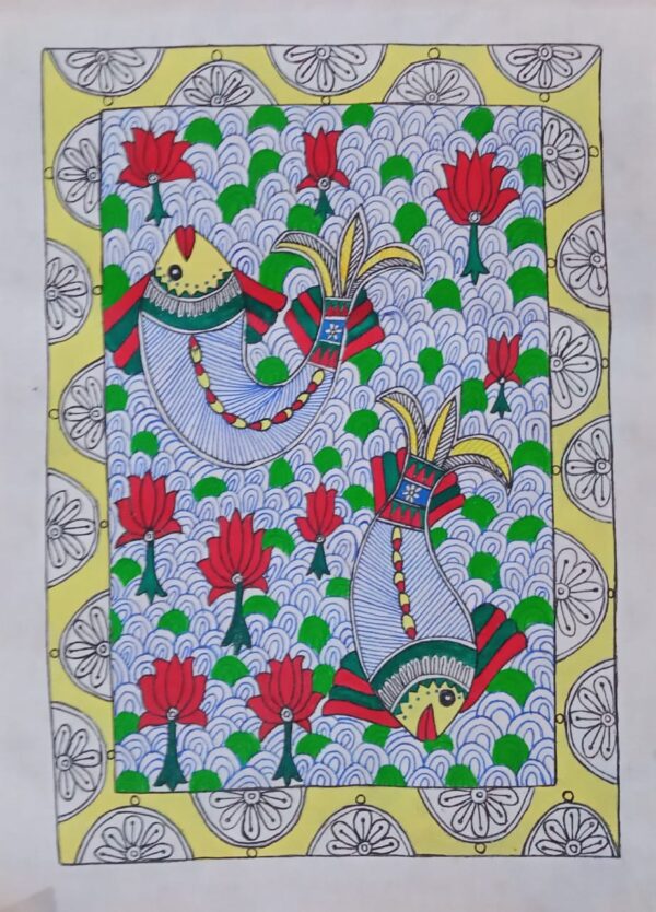 floating fishes - Madhubani - Antra - 80