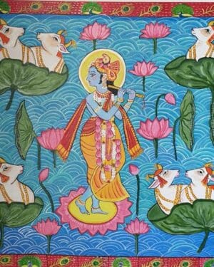 Krishna and his divine cows - Pichwai painting - Shanthi - 01