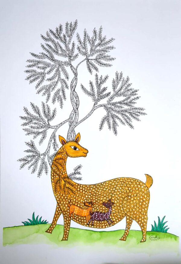 Motherhood - Gond painting - Sindhu - 03