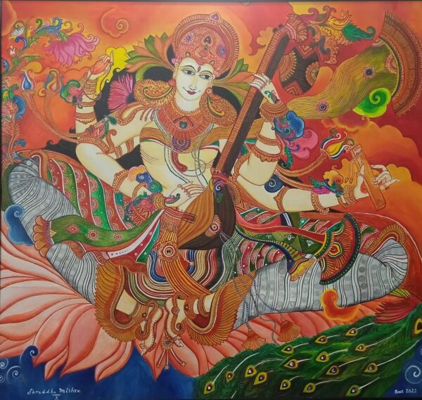 Maa Saraswathi - Kerala Mural - Shraddha Mishra - 03