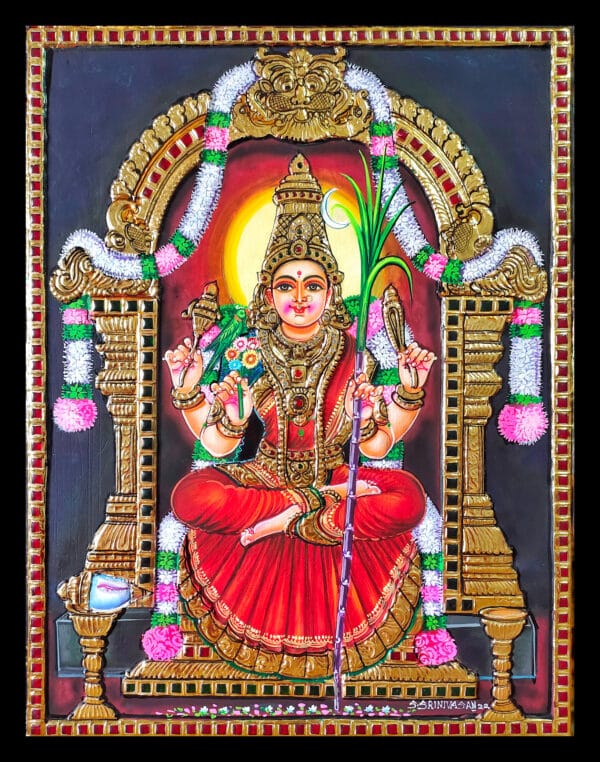 Kamatchi amman Tanjore Painting | Size: 24" x 18"