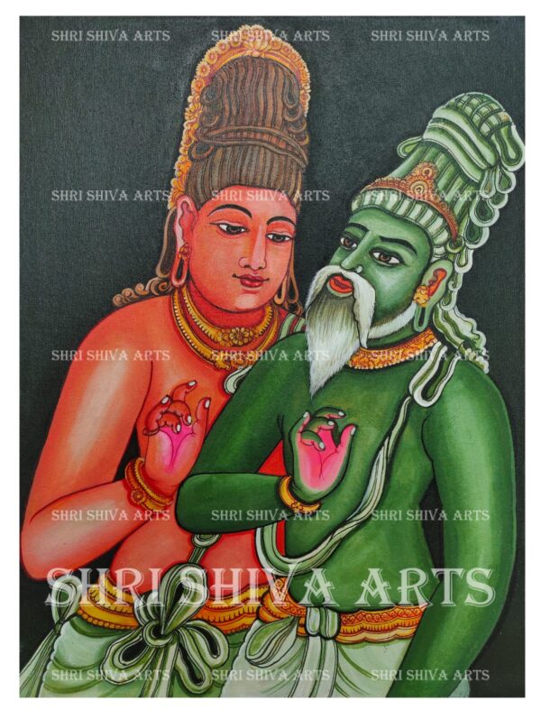 Raja Raja Chola and Karuvoor Devar | Canvas Painting | Size: 24" x 18"