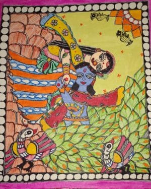 Radha Krishna - Madhubani painting - Anamika - 04