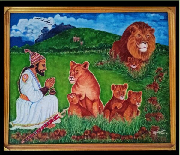 Shivaji Maharaj and the lioness - Indian Art - Pooran Poori - 25