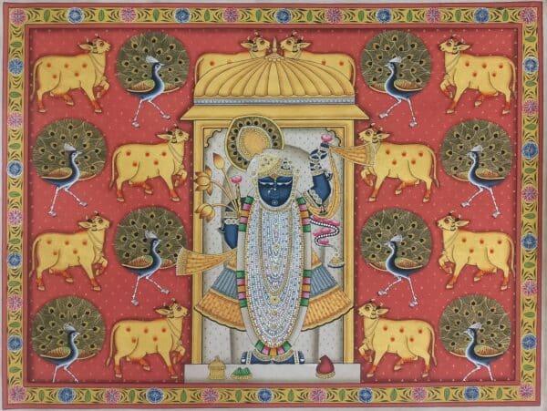 Shrinathji with Cows and Peacocks - Pichwai painting - Varta Shrimail - 38