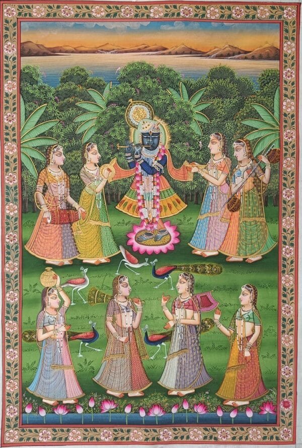 Krishna And Gopis On Yamuna Ghat - Pichwai painting - Varta Shrimail - 48