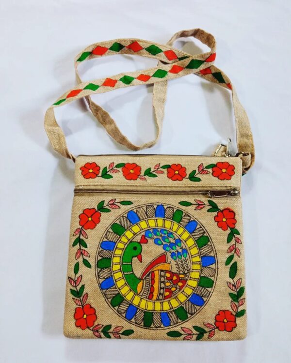 Sling Bag #10 - Madhubani painting (9" x 10")