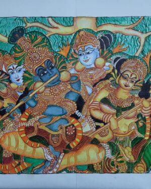 Krishna with Gopis - Kerala mural - Surya Kumari -05