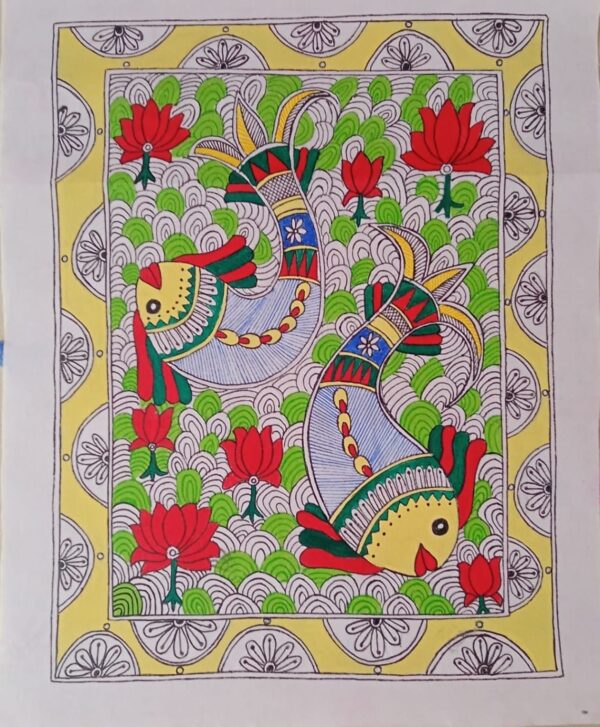 Floating Fishes - Madhubani - Antra - 108