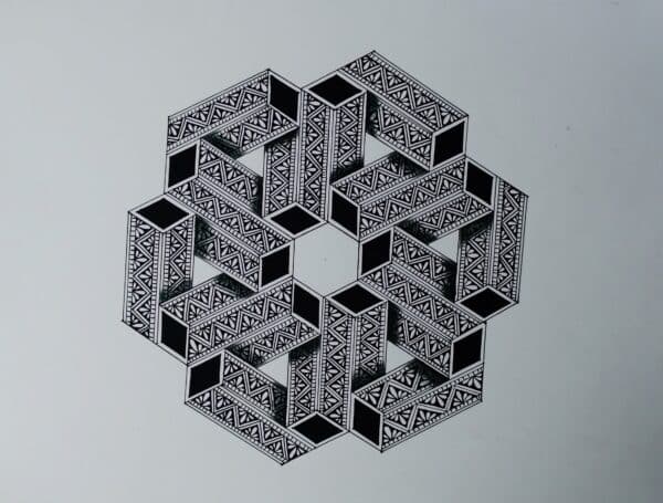 3 D Hexagonal-3D Mandala Art (42 cms x 29.7cms)