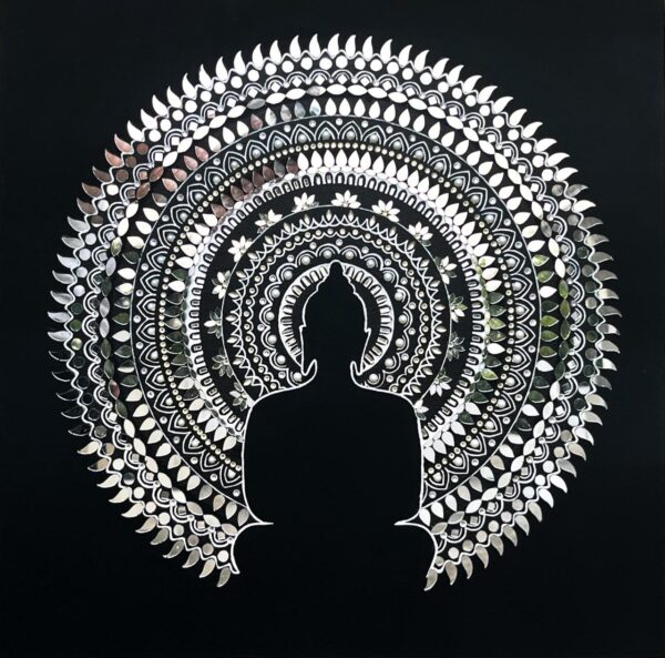 Black and White Mirror Buddha Mandala