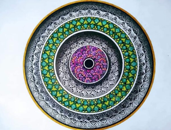 Pink Green Mandala-3D Mandala Art (42 cms x 29.7cms)