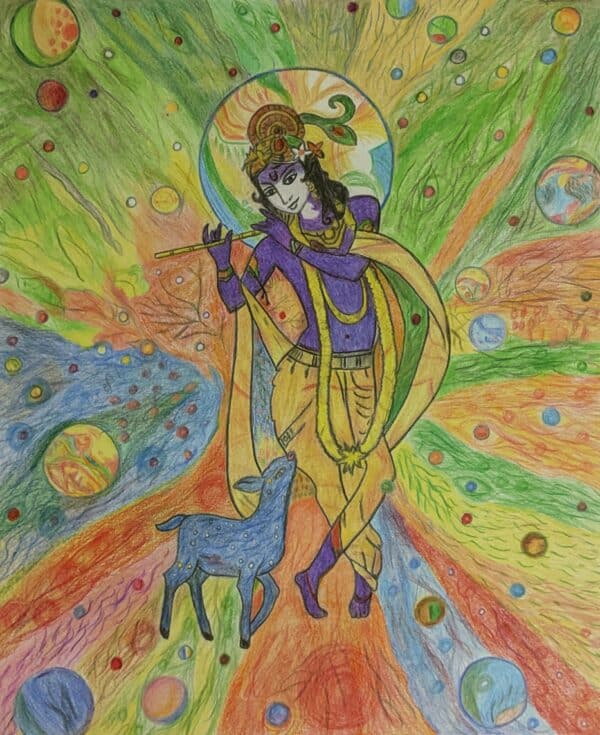 Lord Krishna-Pencil Colour Art (37.5 cms x 29 cms)