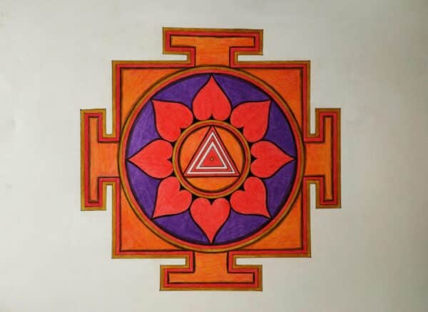 Shri Mahakaali Yantra - Geomatric Art (42 cms x 29.7cms)