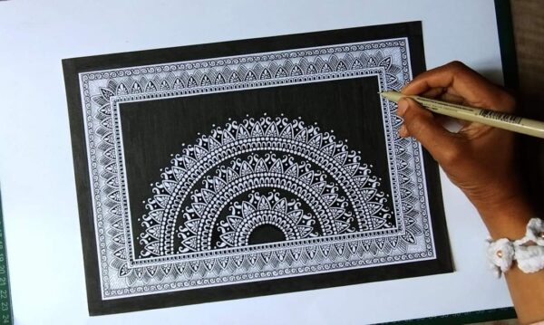 Semi Circle Mandala- Mandala Art (29.7 cms x 21 cms)