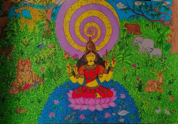 Mother Kundalini with Mother Nature-Pencil Colour Art (60 cms x 42 cms)