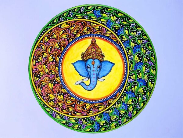 Blue Ganesha Mandala Art-3D Mandala Art (29.7 cms x 21 cms)