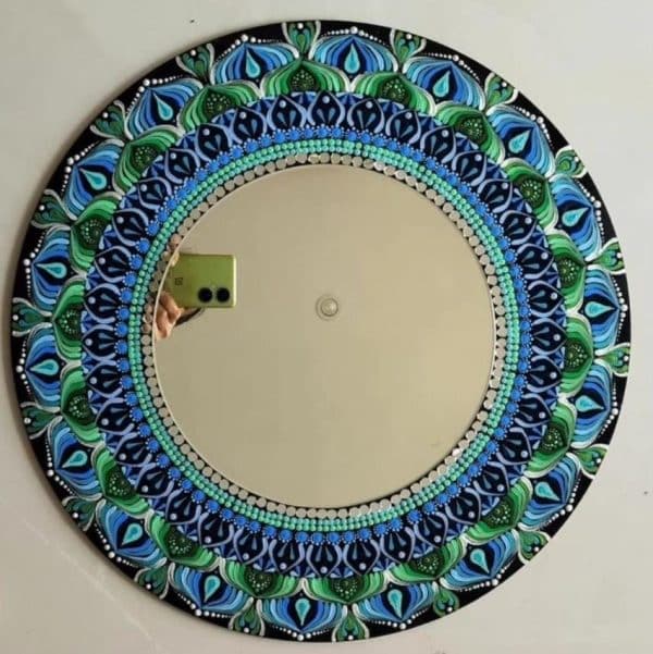 blue dot mandala mirror frame - Dot Mandala - 05 - Kavita