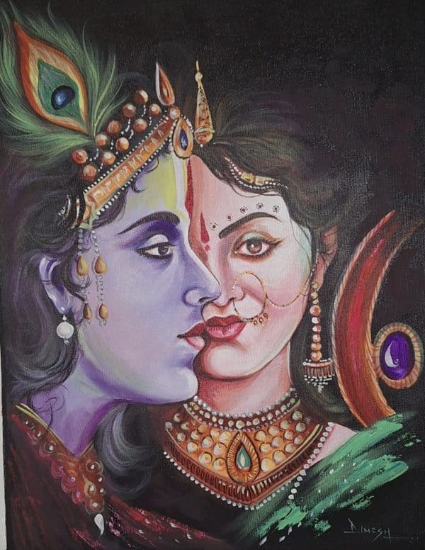 hand painted radha Krishna painting,canvas painting,acrlic art on canvas, wall painting