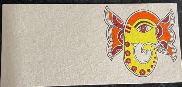 Wedding Occasion Envelope #3 - Madhubani Painting (7.5” x 3.5”) [Set of 5]